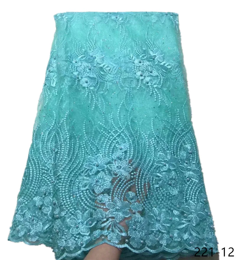 

Latest African Laces 2021 High Quality Nigerian Lace Fabric Embroidery Net French Lace Fabric Mesh Tulle Lace With Stones 221