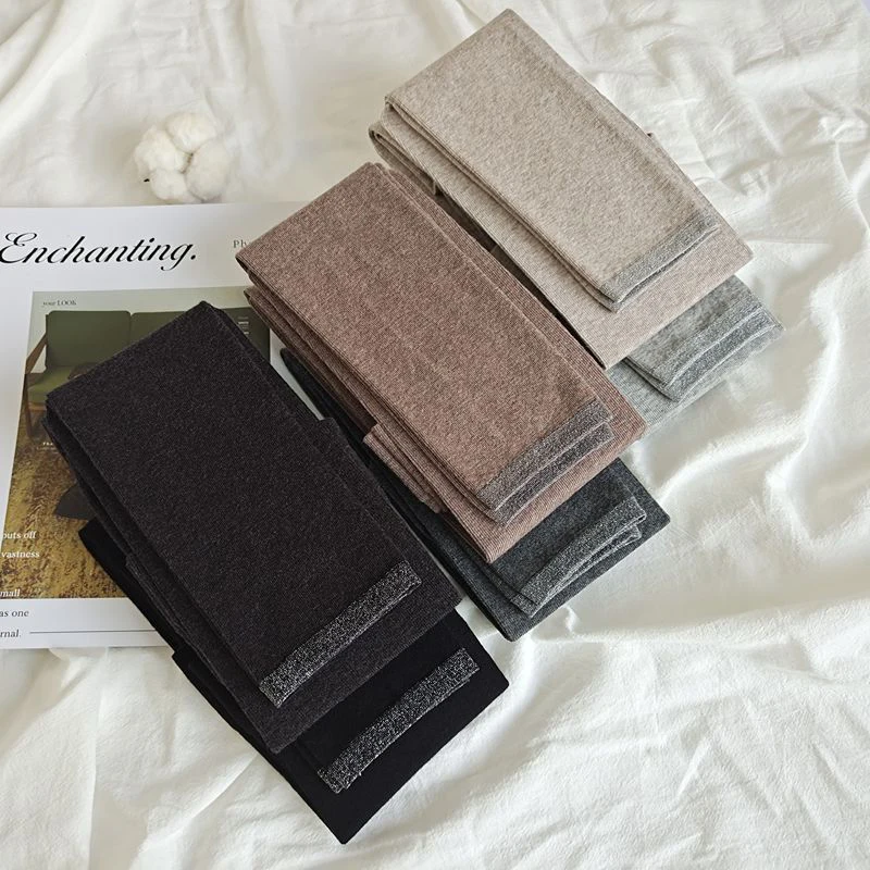 Осень-зима хлопковые блестящие колготки полосатые без пятки высокие эластичные