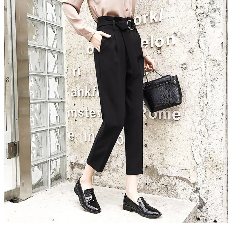 Женские черные шаровары JUJULAND тонкие дышащие брюки карандаш в Корейском стиле