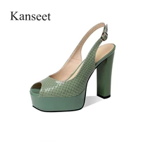 kanseet genuine leather platform 2021 summer open toed women sandals wedding party prom sexy high heels red mature female shoes