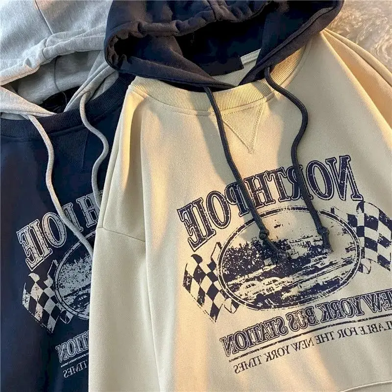 

Preppy Style Hoodies Fake Two-piece Hooded Sweatshirts Plus Velvet Vintage Men Women Autumn Winter 2021 Loose Couples Outerwear