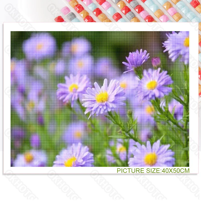 

Diy Diamond Painting Modern Home Decoration Stickers Diamond Embroidery Living Room Decoration Background Beautiful Bouquet