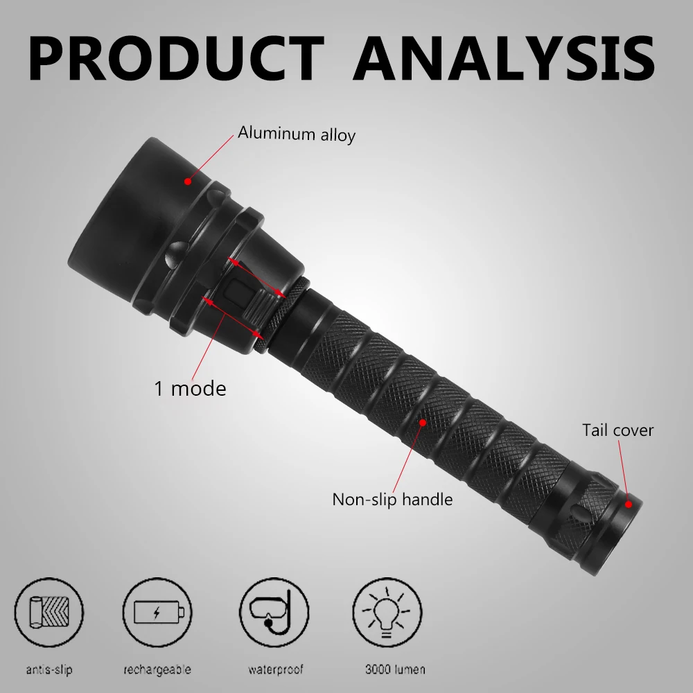 Профессиональный подводный фонарик для дайвинга 5UV 220 м ффонарь подводного