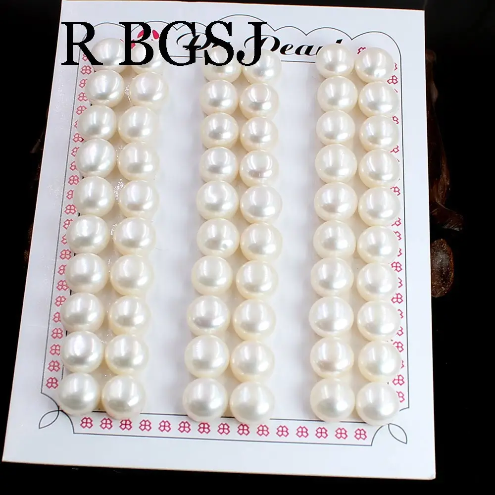 

Free Ship 4-12mm Natural 3A Grade White Button Freshwater Pearl Half Hole Drilled DIY Earring Pendant Jewelry Beads