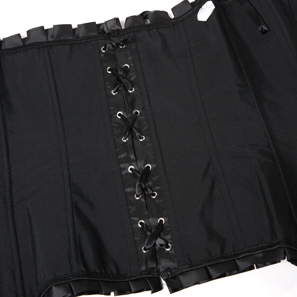 Женский атласный корсет на шнуровке Черный в викторианском стиле - купить по