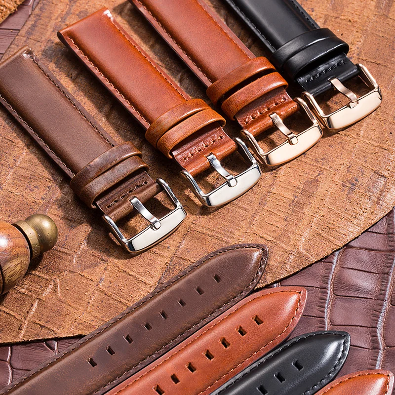 Ремешок из натуральной кожи для мужских часов коричневый браслет DW Даниэль