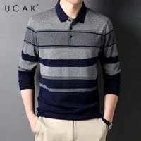 ucak brand classic casual cotton turn down collar t shirt men clothes autumn new arrivals streetwear long sleeve t shirts u5706