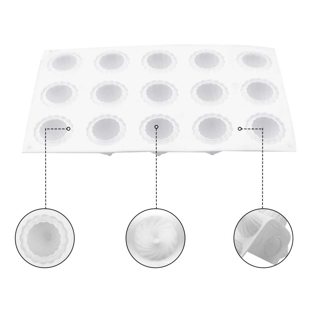 

Dessert Pastry Molds Cake Decorating Tools DIY Buns-Shaped 15 Cavity Dessert Mousse Bakeware Non-Stick Silicone Cake Mold