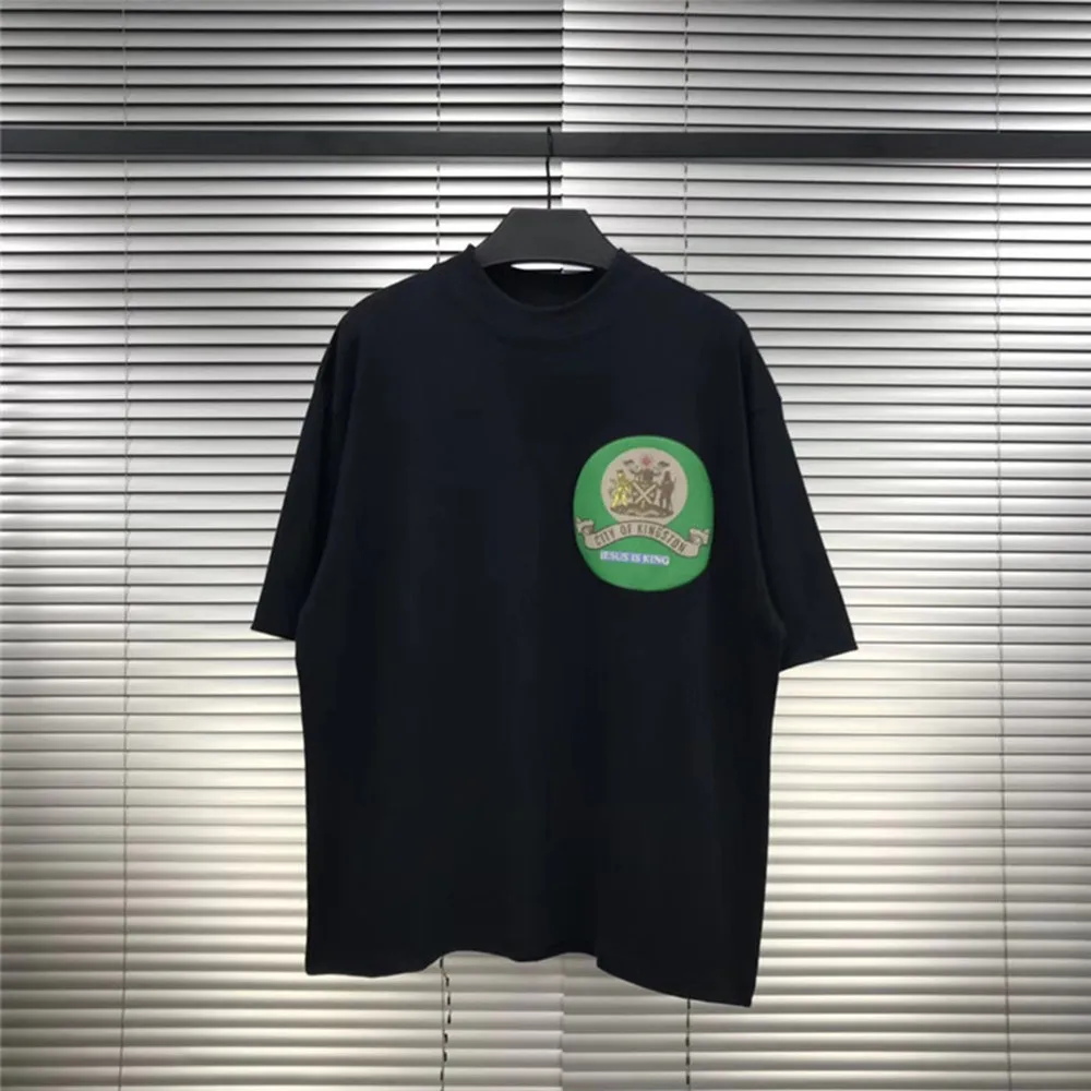 Топ с высоким воротником 3D пенопласт Kanye Jesus is King Jamaica Seal Tee футболки оверсайз Trust God