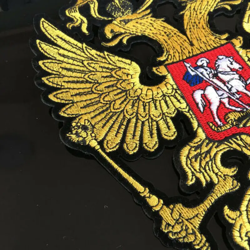 18 см золотая корона Орел Высококачественная нашивка 3D вышивка аппликация Утюг на