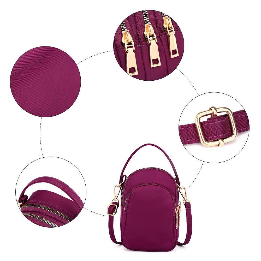 Buylor Crossbody Bags Mini Women Cell Phone Shoulder Bag Female Fashion Lightweight Nylon Messenger Bag Waterproof Wallet Ladies