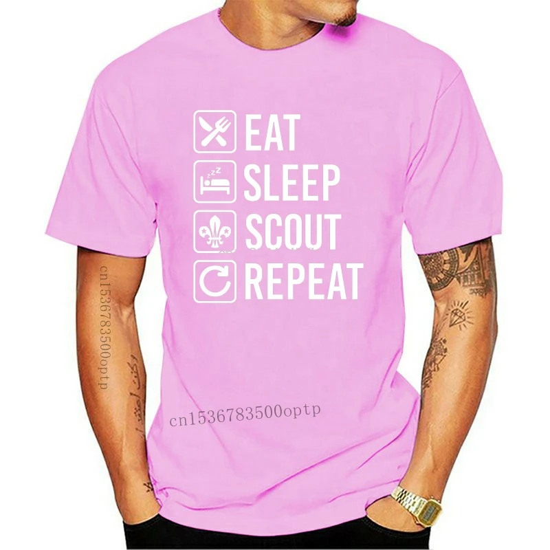 

New Eat Sleep Scout Repeat Funny T Shirt Boy Scouting Mens Shirts Short Sleeve Trend Clothing 100 % T Shirt For Boy