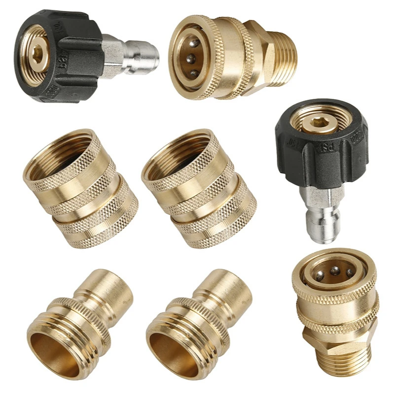 

High-Pressure Car Washing Gun Steel Wire Pipe 3/8-m22 Quick Plug 1/2-3/4 Full Copper Connection Set