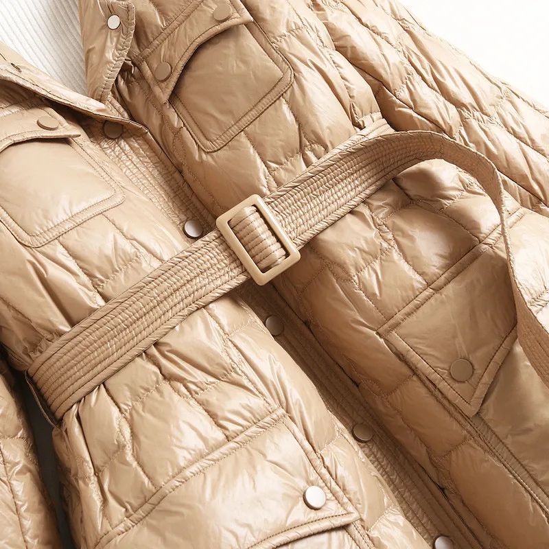 

High Quality Fashion Women Turn Down Collar Solid Long Down Jackets and Coats Winter Warm Parkas Elegant Lady Outerwear