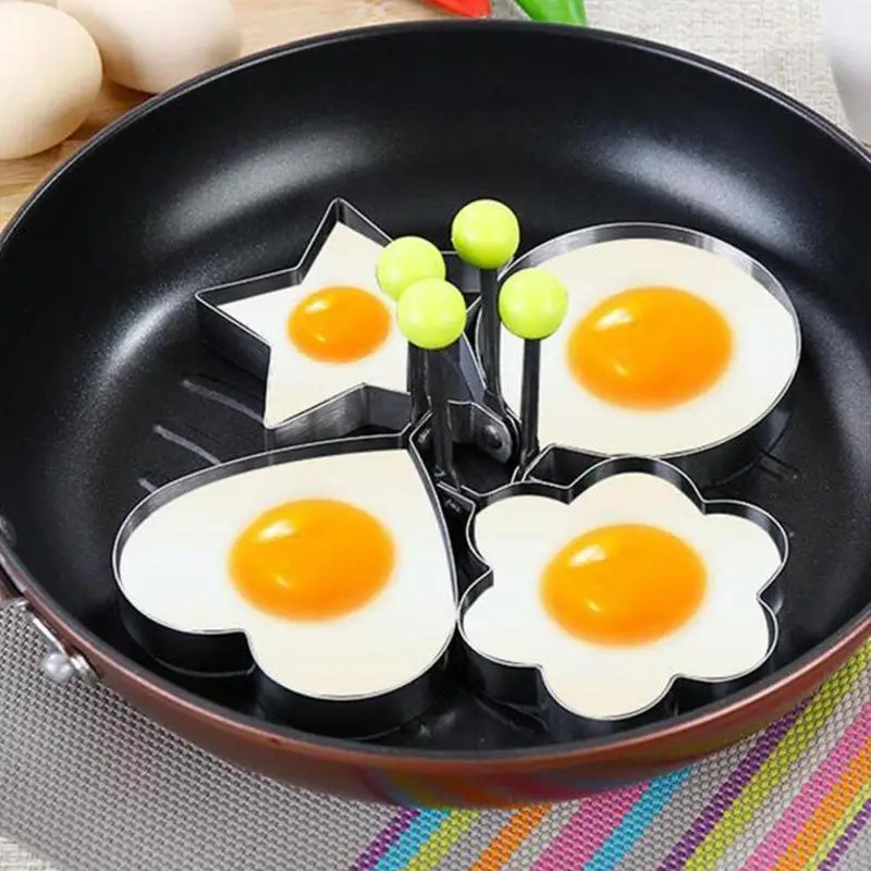

Cute steel fried egg mold Heart Shaped Fried Mold Omelette Cooking Mold Pancake Mold Tools Rings Set Egg Kitchen N6J1