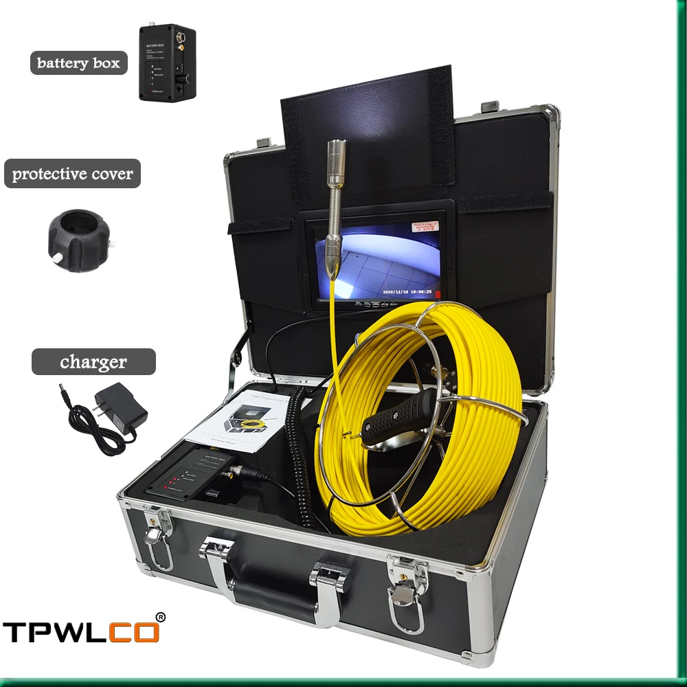 

20m/30m/40m/50m Industrial Endoscope 7'' Monitor High Definition Sewer Drain Pipe Inspection Camera with DVR Function
