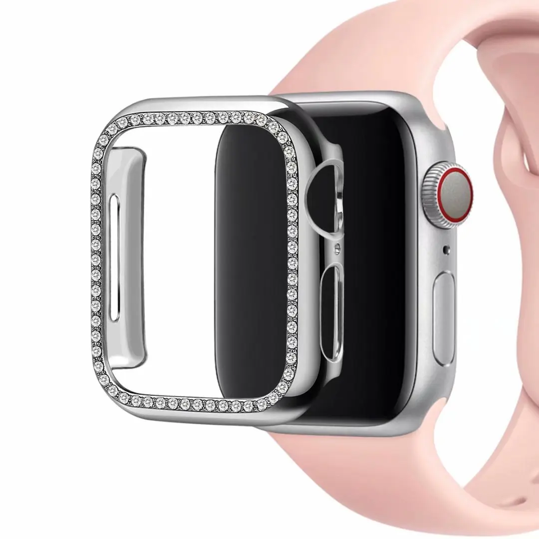 Жесткий чехол из поликарбоната для Apple Watch 4, 5, 40 мм, 44 мм, блестящая Алмазная рамка, защитный бампер для iWatch серии 3, 2, 1, 38 мм, 42 мм, оболочка