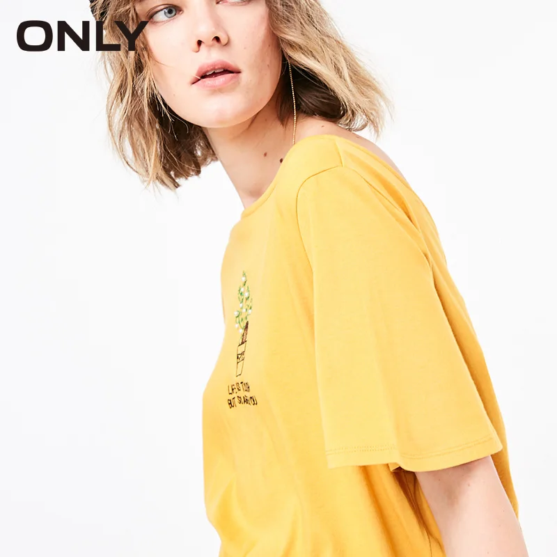 Только Весенняя женская Свободная тонкая футболка с короткими рукавами | 119101577