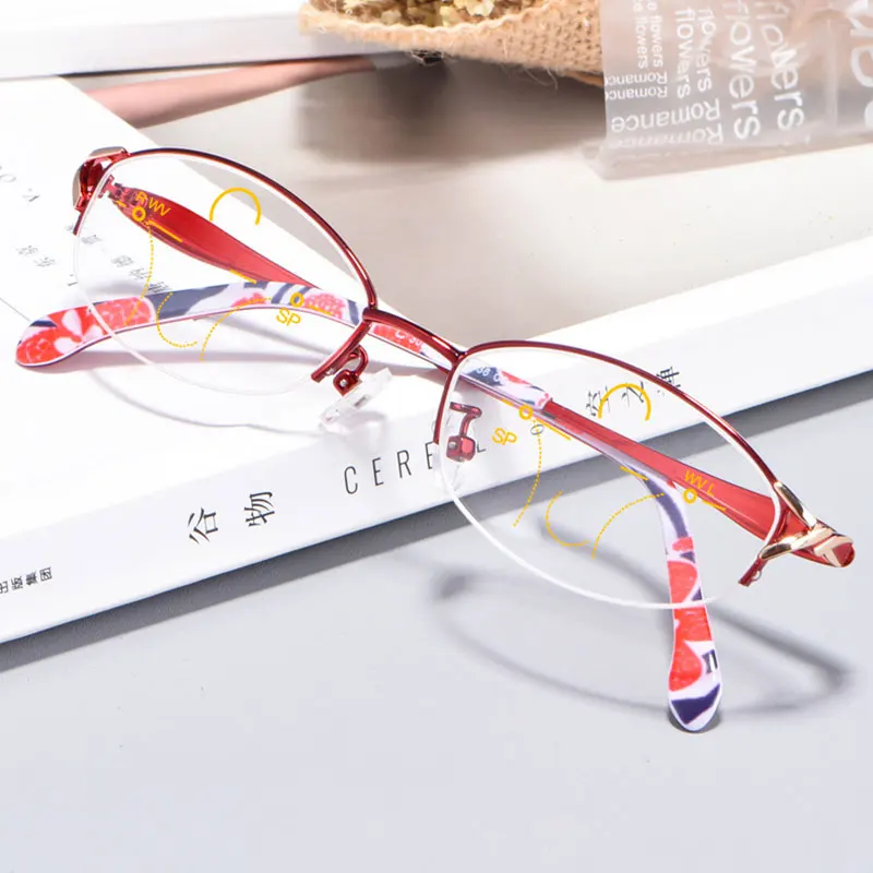 

Metal Frame Glasses Half Rim Eye Glasses Reading Eyewear Oval Spectacles Women Style ShortSighted Eyeglasses New Arrival