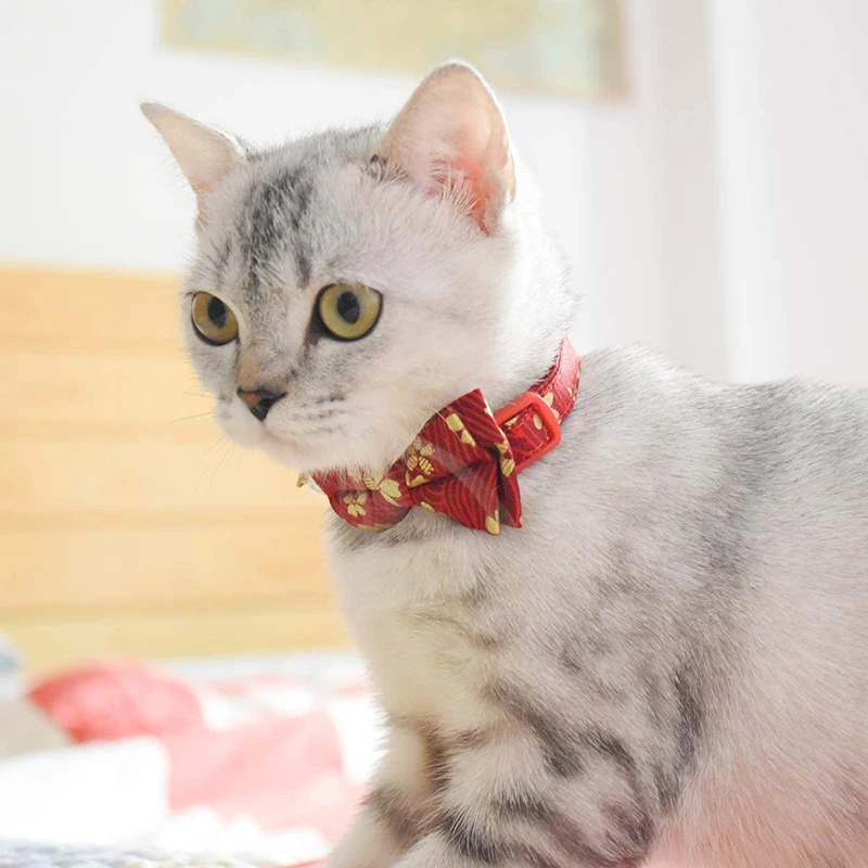 

Floral Cat Collar Adjustable Pastoral Style Removable Bow Comfortable Pet Dogs Collars Walking Run Cats Chain Pet Accessory