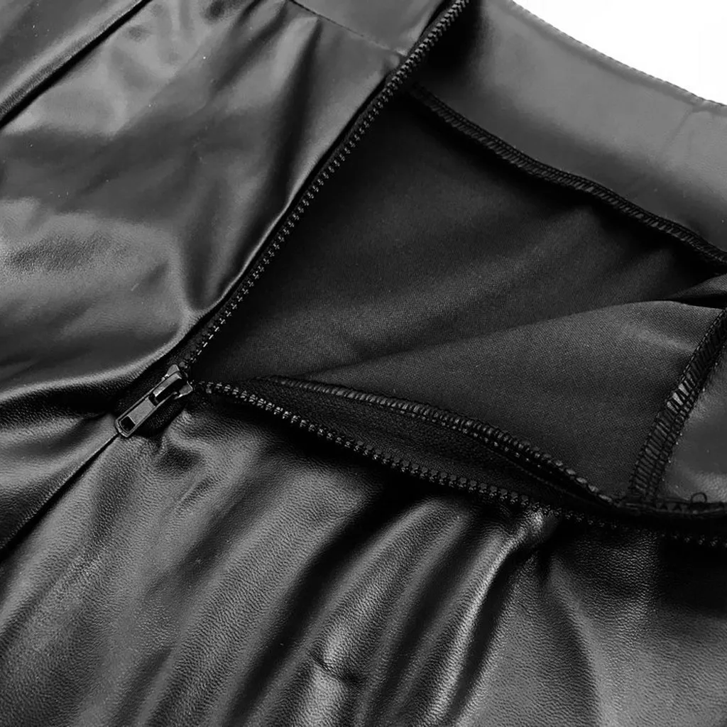 Женская облегающая юбка SAGACE черная кожаная в Корейском стиле с асимметричным