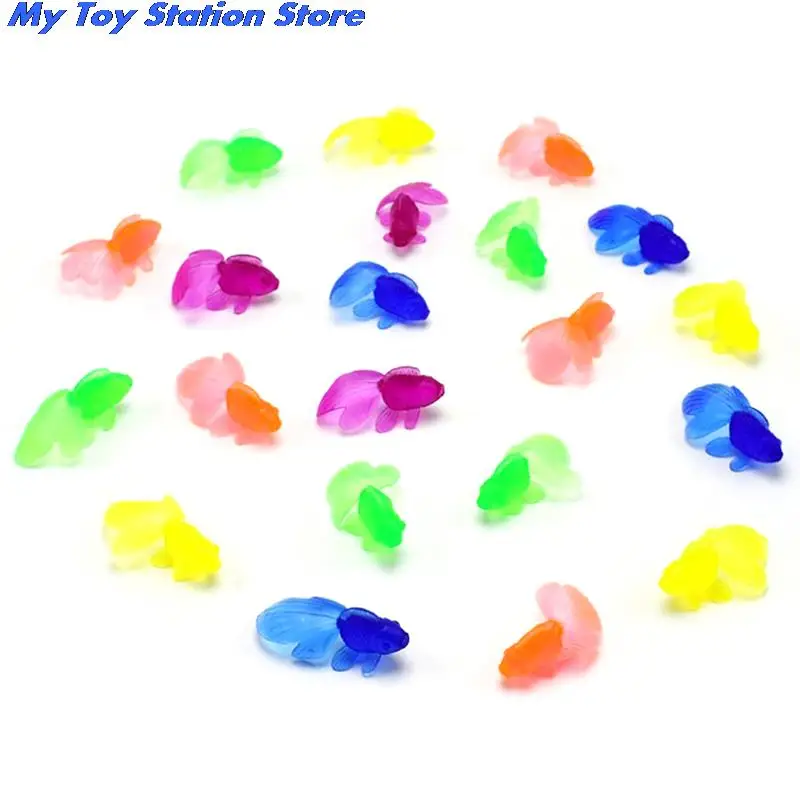 New 10 Pcs/Lot Small Plastic Simulation Goldfish Water Toy Soft Rubber Gold Fish Baby Bath Toys Fun Kids Swimming Beach - купить по