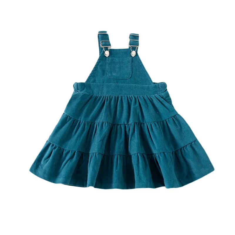 

WLG Girls Dress Kids Clothes Winter Velvet Thick Ruffle Strap Dresses Baby Girl Warm Casual All Match Clothes for 1-5 Years