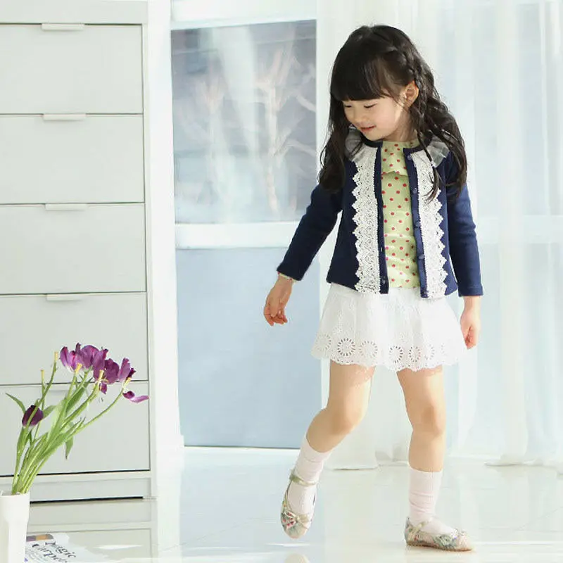 Детский кружевной кардиган PUDCOCO для маленьких девочек куртка пальто вязаная