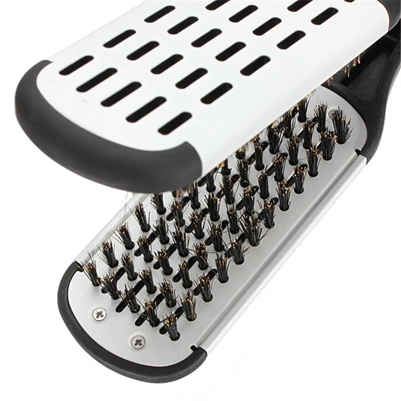 Hair Hairdressing Double Sided Brush Clamp Natural Ceramic Plywood Straightening Comb Fibres Styling Tools Straightener | Красота и