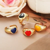 couples matching gothic wedding ring gold jewelry retro red loving heart with opening multi color texture mens womens ring