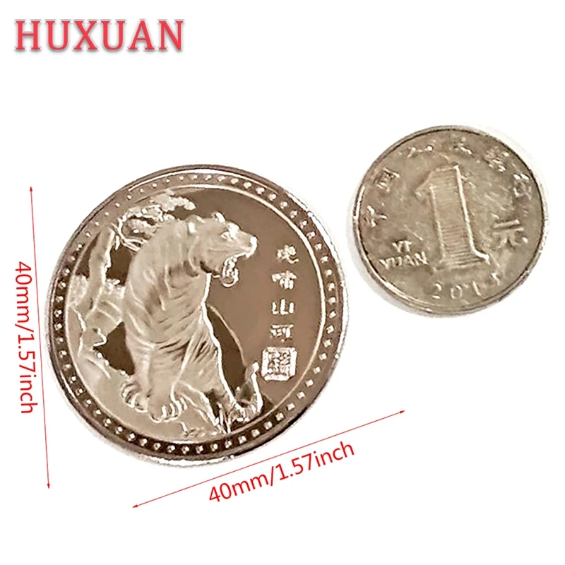 

1pcs 12 Chinese Zodiac Tiger Collection Coin Gifts 2021 New Year Gold Coin Tiger Ox Commemorative Coins