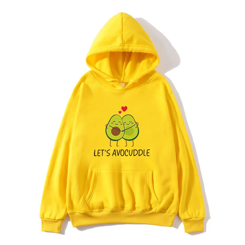 2020 Winter Harajuku Couple Sweatshirt Cute Cartoon Avocado Print Women Hoodies Korean Fashion Streetwear Female Pullovers Coats