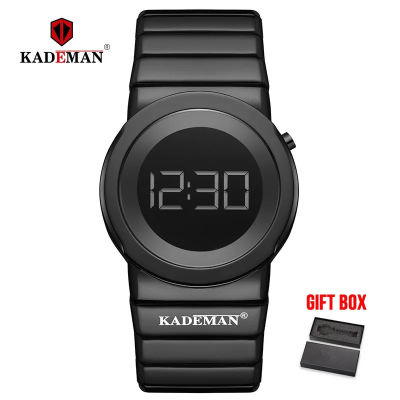 Черный KADEMAN женские модные Лидирующий бренд женские Цифровые Часы повседневные часы на запястье водонепроницаемый стальной браслет Relogio Feminino - Цвет: Черный