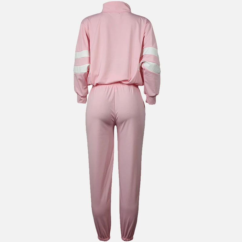 

Autumn Zipper Pullover 2Pcs Sports Suits Girls Splicing Casual Bat Sleeve Womens Two Pieces Suit 2020 Fashion Pants Female Sets