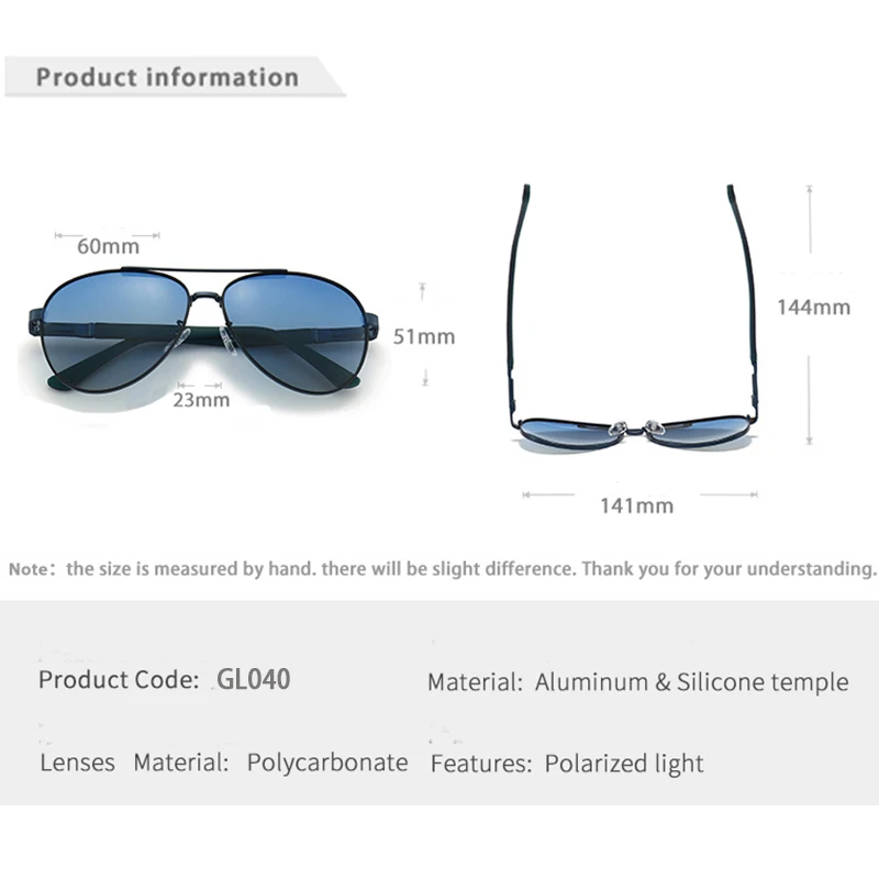 RUOBO Fashion Oversize Polarized Sunglasses For Men Women Classic Gradient Spring Sun Glasse Driving Eyeglass UV400 Gafas De Sol |