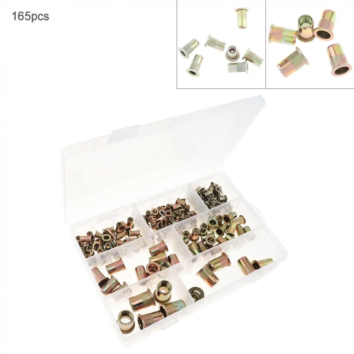 

165pcs/lot Rivet Nuts M3 M4 M5 M6 M8 M10 M12 Zinc Plated Carbon Steel Nuts Flat Head Threaded Rivet Insert Cap Rivet Nut