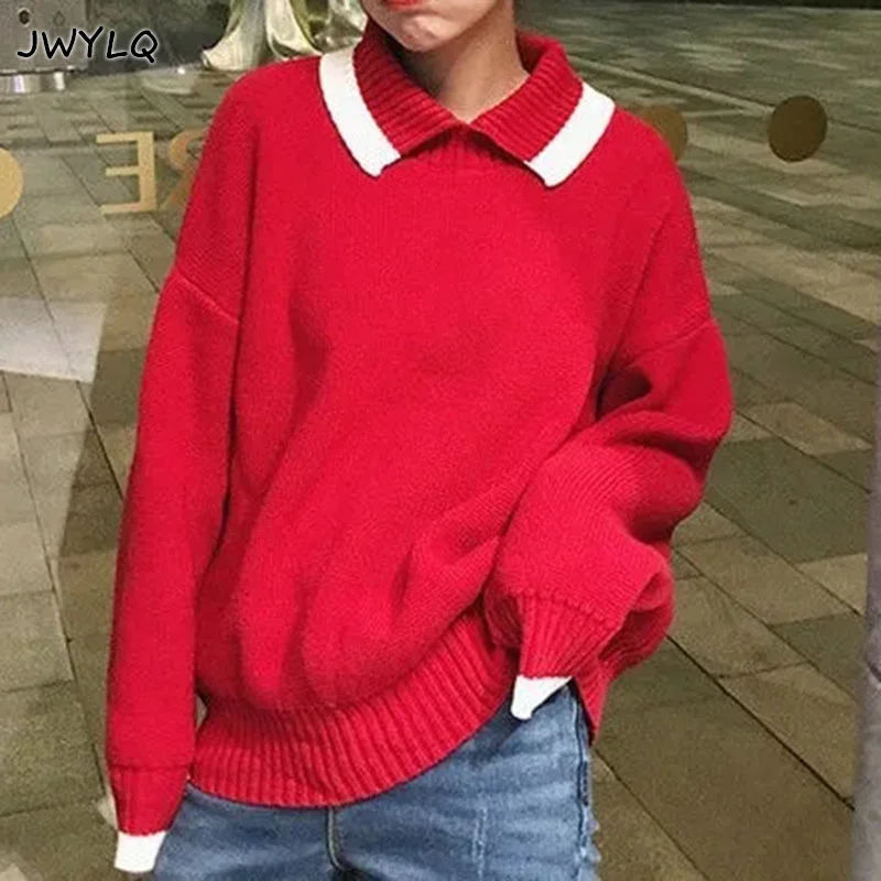 

2022 Spring Autumn Women Pullover Women Casual Top Harajuku Women Blouse Long Sleeve Korean Loose Knitted New Oversized Sweaters