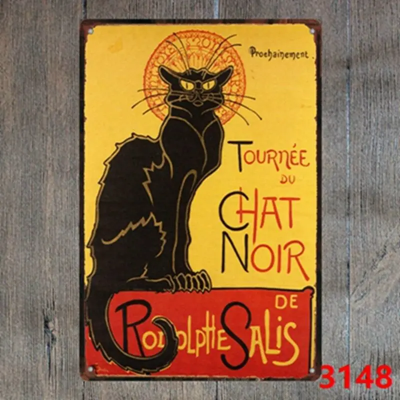 

Metal Tin Sign tournee du chat noir Decor Bar Pub Home Vintage Retro