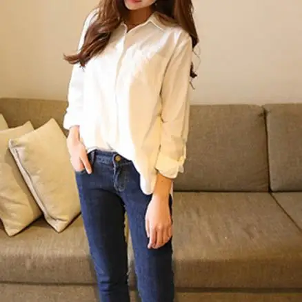 Женская рубашка 2019 длинный рукав женская винтажная Классическая Базовая