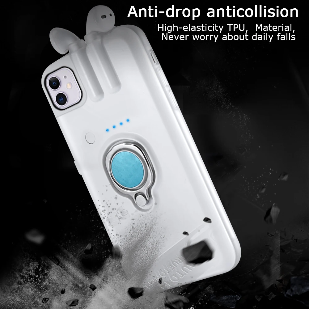 Чехол для телефона с держателем беспроводных наушников Bluetooth iPhone 11 Pro Max XR X XS 7 8 Plus