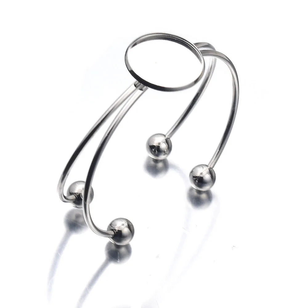 Регулируемый браслет из нержавеющей стали круглое пустое основание подходит для