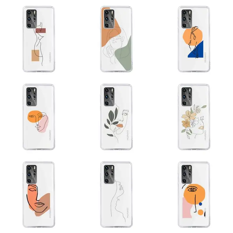 

Art Retro Abstract Geometry Phone Case For Huawei P40 P30 P20 Mate Honor 10i 30 20 i 10 40 8x 9x Pro Lite Transparent Cover