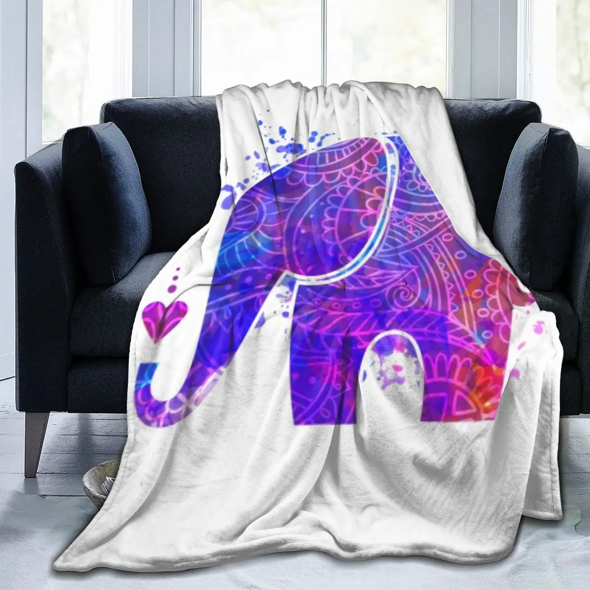

Elephant Mandala Pattern Fleece Plush Throw Blanket For Sofa Bed Mandala Elephants India Style Decorative Dropship Wholesale