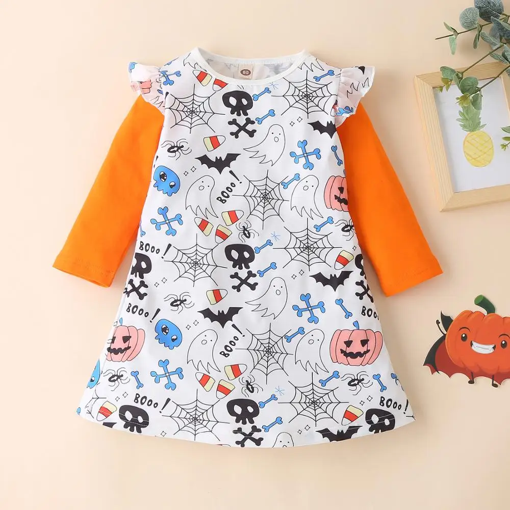 

Halloween Baby Girl Clothing for Kids Romper Cotton Long Sleeve Toddler Pumpkin Jumpsuit Tutu Dress Costumes 2020 Popular