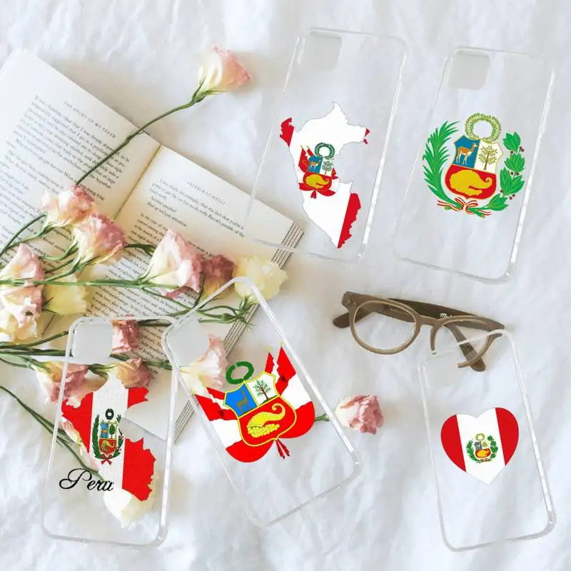 

Peru flag design pattern Phone Case Transparent for iPhone 7 8 11 12 13 s mini pro X XS XR MAX Plus luxury design shell cover