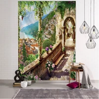 corridor scenery wall hanging landscape tapestry sea beach wall cloth beach mat flower blanket home decoration