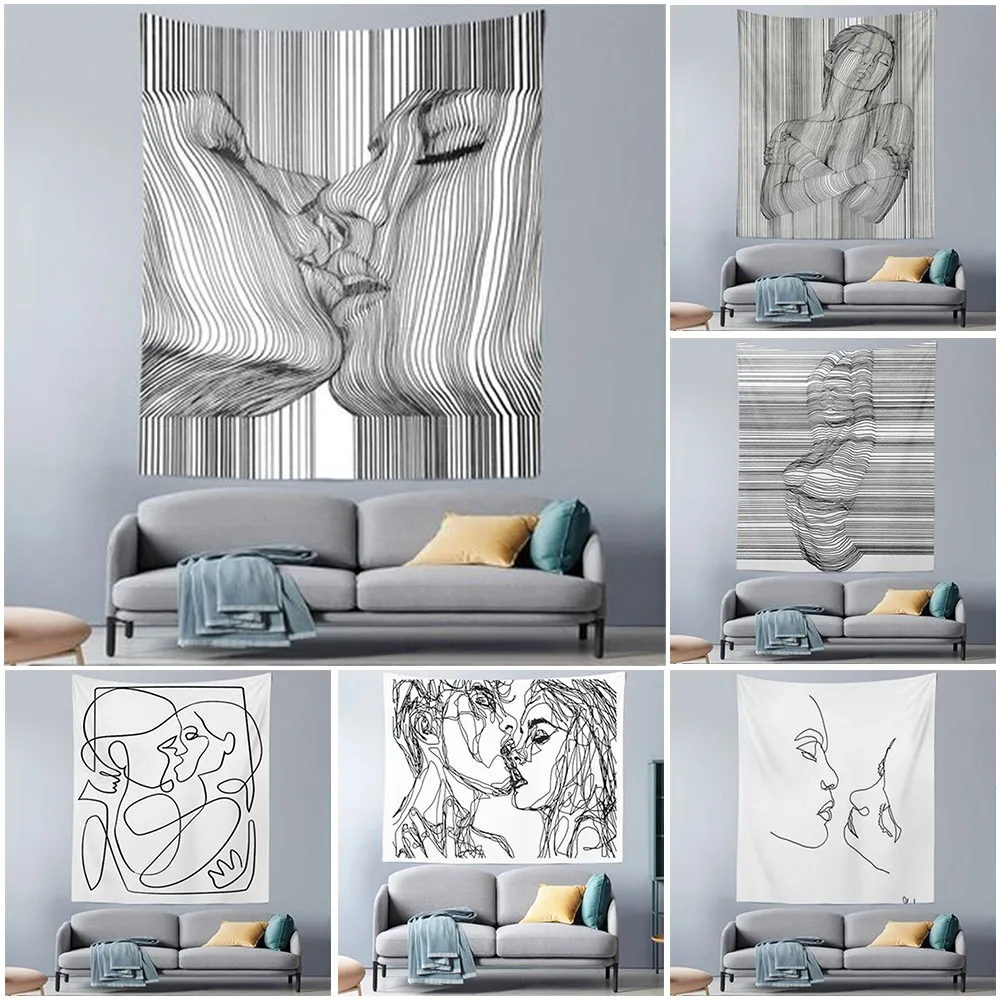 

Multi-function Creative Line Draw Wall Hanging Tapestry Boho Decor Tapestry Wall Cloth Tapestries Beach Towel Home Decor