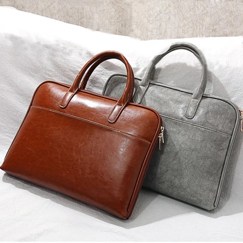 Женский чехол из натуральной кожи Короткие компьютерные сумки деловые