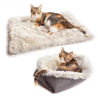 pet cushion foldable washable pet sleeping mat soft plush house nest for dog cat pet bed winter warm portable soft blanket