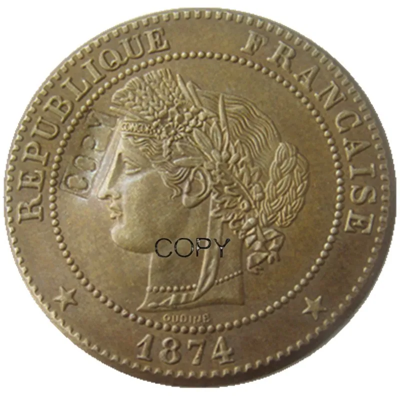Франция 5 центимов 1874 k копия монеты